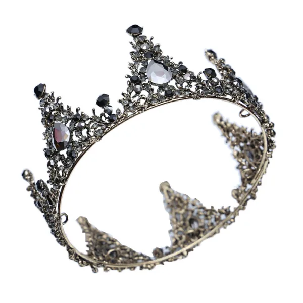 Vintage Barokowy Czarne Biżuteria Ślubna 2019 Metal Tiara Kutas Kolczyki Rhinestone Ślub Akcesoria
