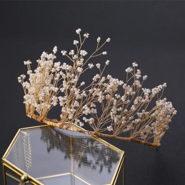 Charming Gold Bridal Jewelry 2019 Metal Crystal Sequins Tiara Earrings Wedding Accessories
