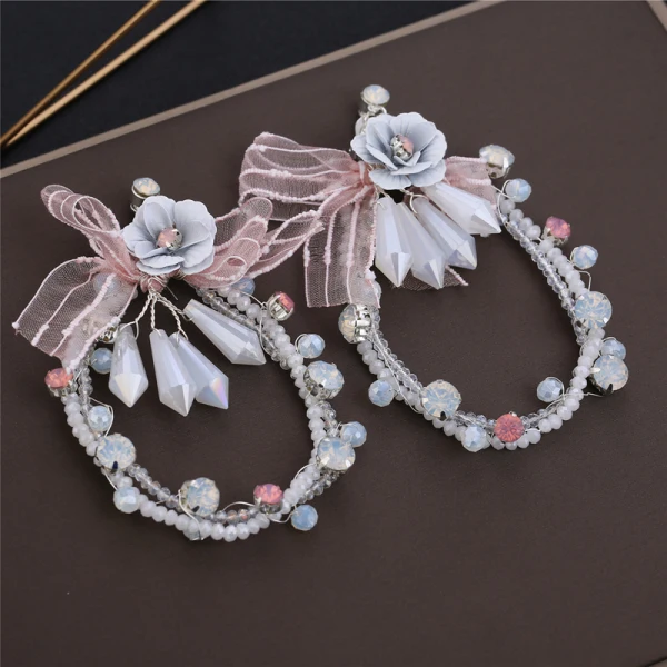 Flower Fairy Silver Bridal Jewelry 2019 Metal Flower Beading Rhinestone Tiara Earrings Wedding Accessories