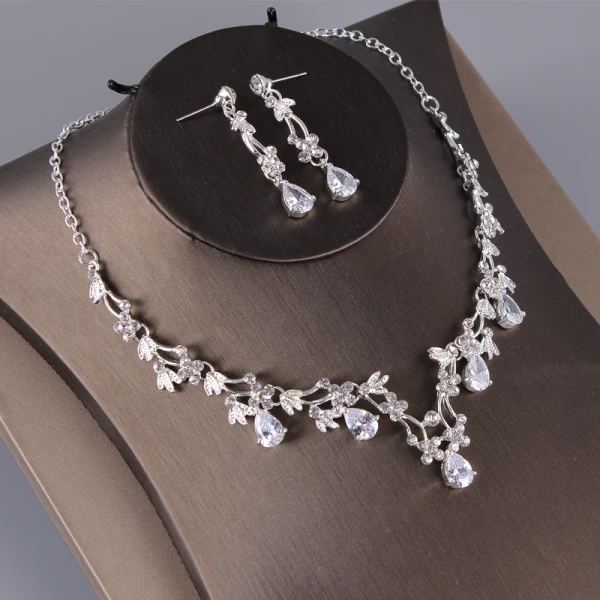 Chic / Beautiful Silver Bridal Jewelry 2019 Metal Beading Crystal Rhinestone Tiara Earrings Necklace Wedding Accessories
