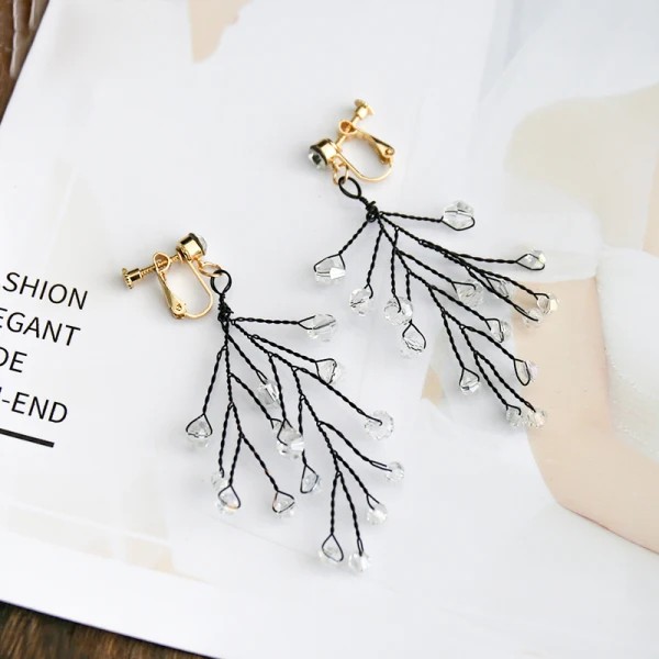 Vintage / Retro Black Bridal Jewelry 2019 Metal Crystal Tiara Earrings Wedding Accessories