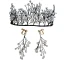 Vintage / Retro Black Bridal Jewelry 2019 Metal Crystal Tiara Earrings Wedding Accessories