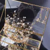 Schöne Gold Brautschmuck 2019 Metall Diadem Ohrringe Star Kristall Perle Brautaccessoires