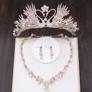 Unique Doré Bijoux Mariage 2019 Métal Tiare Un Collier Gland Boucles D 039 Oreilles Cristal Perle Faux Diamant Mariage Accessorize