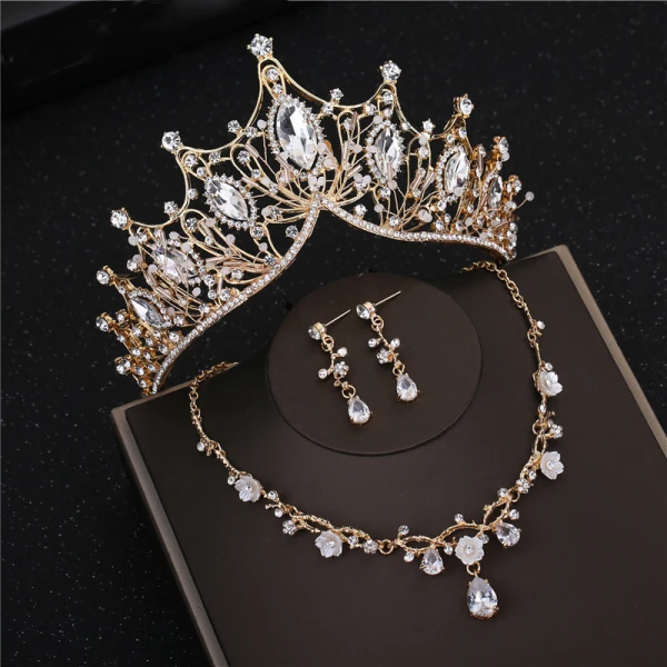 Chic / Beautiful Silver Bridal Jewelry 2019 Metal Rhinestone Beading Earrings Necklace Tiara Wedding Accessories