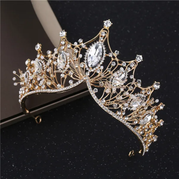 Chic / Beautiful Silver Bridal Jewelry 2019 Metal Rhinestone Beading Earrings Necklace Tiara Wedding Accessories