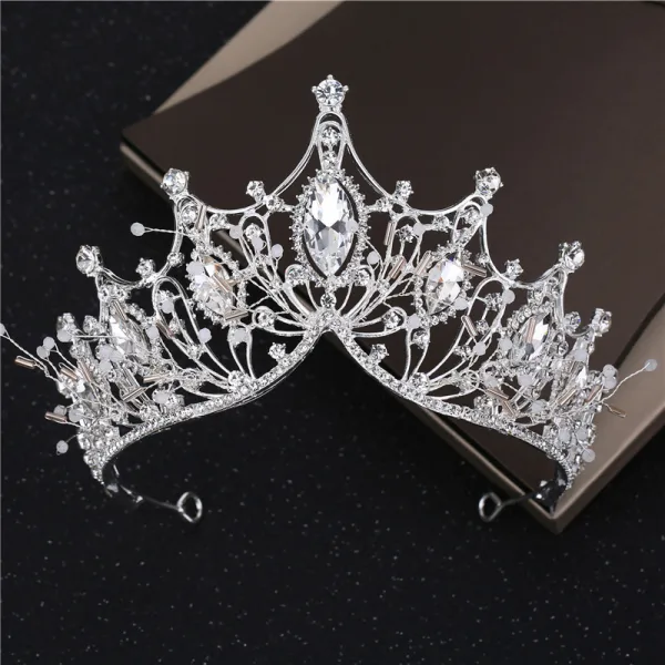 Chic / Beautiful Silver Bridal Jewelry 2019 Metal Rhinestone Beading Earrings Necklace Tiara Wedding Accessories