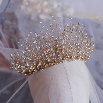 Luxe Doré Accessoire Cheveux Mariage 2019 Métal Faux Diamant Tiare Mariage Accessorize