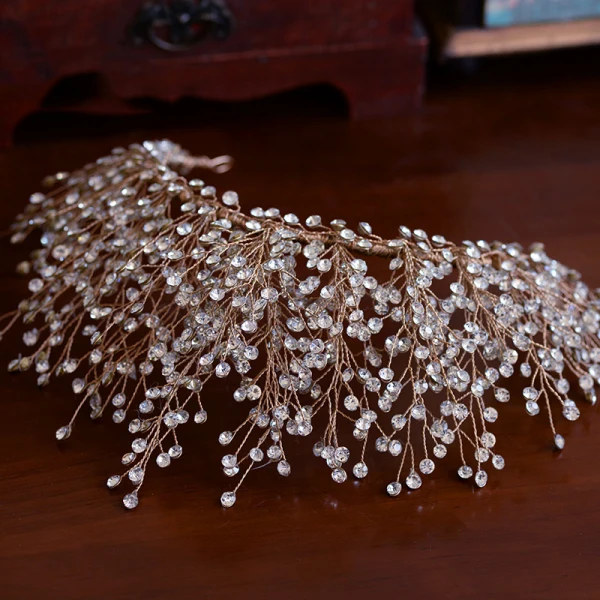 Luksusowe Złote Ozdoby Do Włosów Ślubne 2019 Metal Rhinestone Tiara Ślub Akcesoria