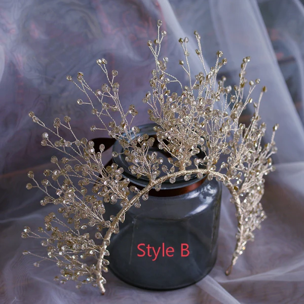 Luksusowe Złote Ozdoby Do Włosów Ślubne 2019 Metal Rhinestone Tiara Ślub Akcesoria