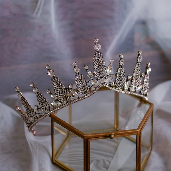 Vintage Bronse Har Tilbehor 2019 Metall Rhinestone Tiara Bryllup Tilbehør