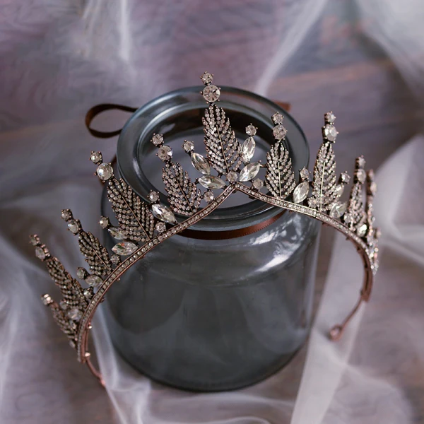 Vintage Bronse Har Tilbehor 2019 Metall Rhinestone Tiara Bryllup Tilbehør