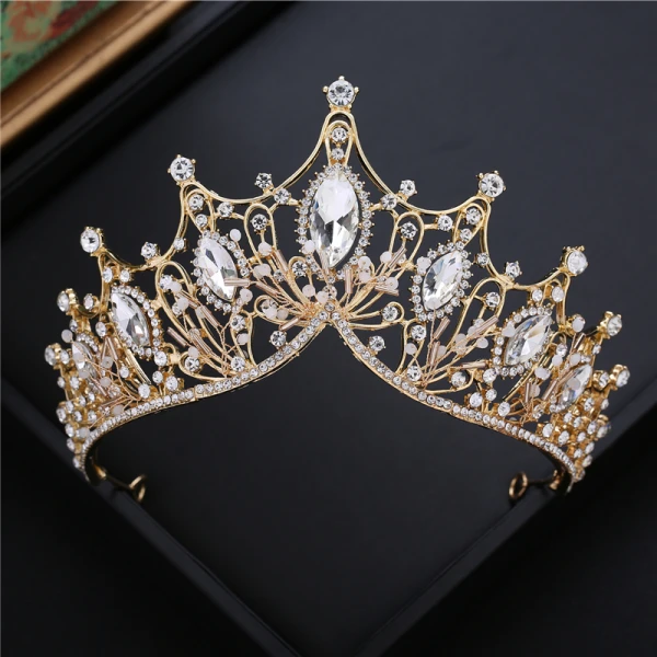 Chic / Beautiful Gold Tiara Earrings Necklace Beading Rhinestone 2019 Metal Bridal Jewelry Accessories