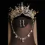 Fine Gull Tiara Øredobber Blomst Halskjede Brudesmykker 2019 Metall Rhinestone Beading Bryllup Tilbehør