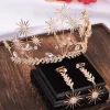 Amazing / Unique Gold Leaf Tiara Earrings Bridal Jewelry 2019 Metal Crystal Rhinestone Accessories