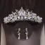Chic / Beautiful Silver Tiara Earrings Flower Necklace Bridal Jewelry 2019 Metal Crystal Rhinestone Wedding Accessories