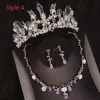 Schöne Silber Diadem Ohrringe Blumen Halskette Brautschmuck 2019 Metall Kristall Strass Hochzeit Brautaccessoires