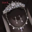 Chic / Beautiful Silver Tiara Earrings Flower Necklace Bridal Jewelry 2019 Metal Crystal Rhinestone Wedding Accessories