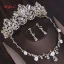 Chic / Beautiful Silver Tiara Earrings Flower Necklace Bridal Jewelry 2019 Metal Crystal Rhinestone Wedding Accessories