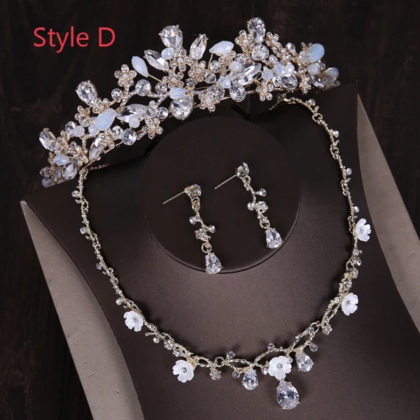 Chic / Beautiful Silver Tiara Earrings Flower Necklace Bridal Jewelry 2019 Metal Crystal Rhinestone Wedding Accessories