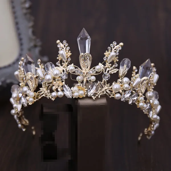 Chic / Beautiful Silver Tiara Earrings Flower Necklace Bridal Jewelry 2019 Metal Crystal Rhinestone Wedding Accessories