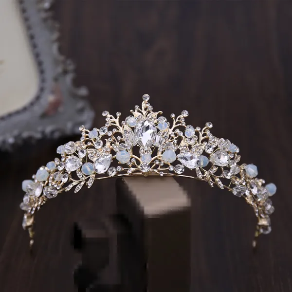Chic / Beautiful Silver Tiara Earrings Flower Necklace Bridal Jewelry 2019 Metal Crystal Rhinestone Wedding Accessories