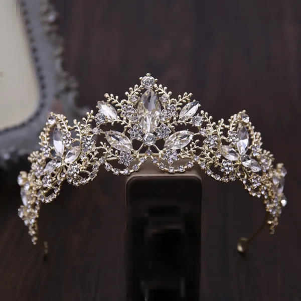 Chic / Beautiful Silver Tiara Earrings Flower Necklace Bridal Jewelry 2019 Metal Crystal Rhinestone Wedding Accessories
