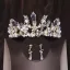 Chic / Beautiful Silver Tiara Earrings Flower Necklace Bridal Jewelry 2019 Metal Crystal Rhinestone Wedding Accessories