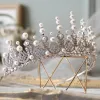 Luxus / Herrlich Silber Tiara Hochzeit Brautaccessoires 2019 Legierung Zirkon Perle Haarschmuck Braut