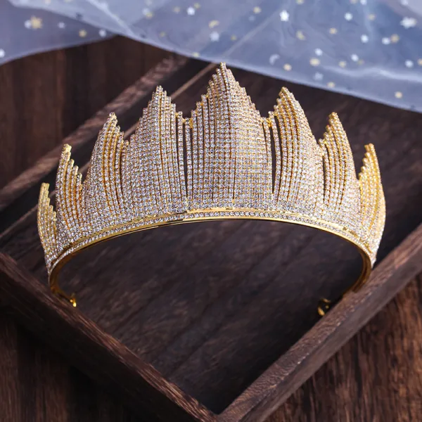 Extraordinary good Gold Rhinestone Tiara Crown