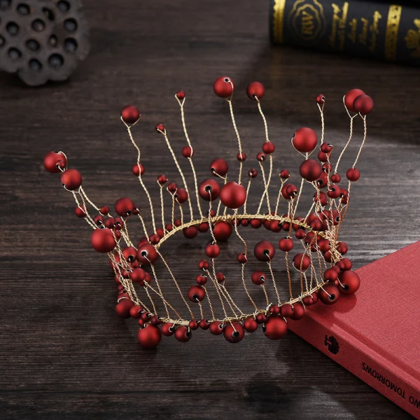 Charming Burgundy Pearl Tiara Earrings Wedding Accessories 2019 Metal Bridal Jewelry