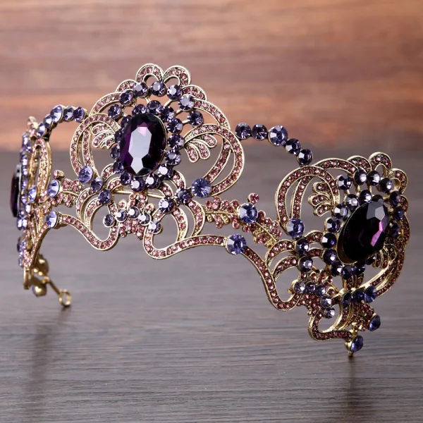 Snygga / Fina Guld Druva Tiara 2019 Metall Rhinestone Brud Huvudbonad