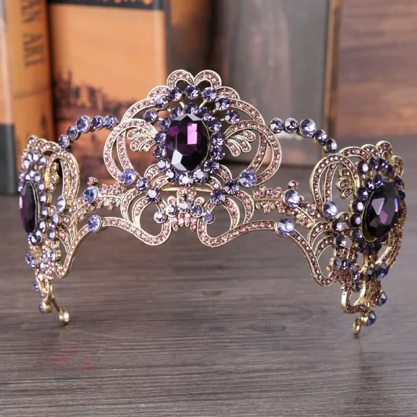 Snygga / Fina Guld Druva Tiara 2019 Metall Rhinestone Brud Huvudbonad