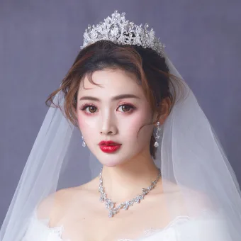 Chic Beautiful Silver Bridal Jewelry 2019 Metal Earrings Necklace Tiara Crystal Rhinestone Wedding Accessories