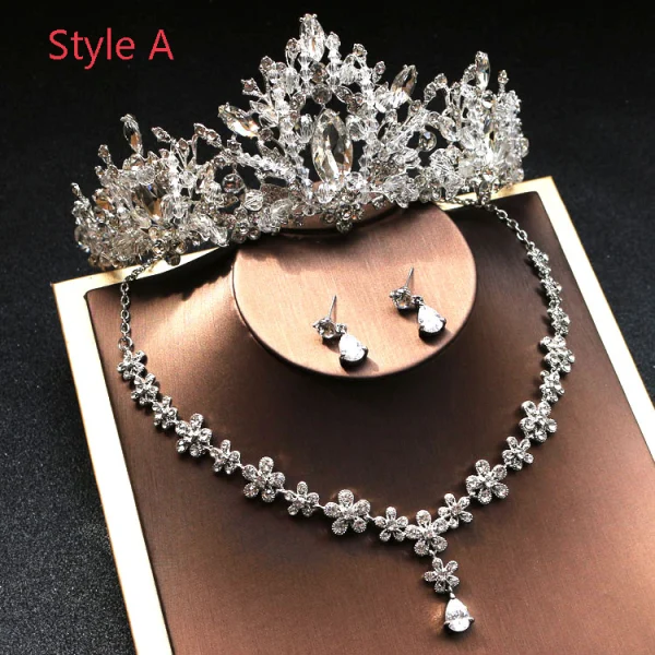Chic / Beautiful Silver Bridal Jewelry 2019 Metal Earrings Necklace Tiara Crystal Rhinestone Wedding Accessories