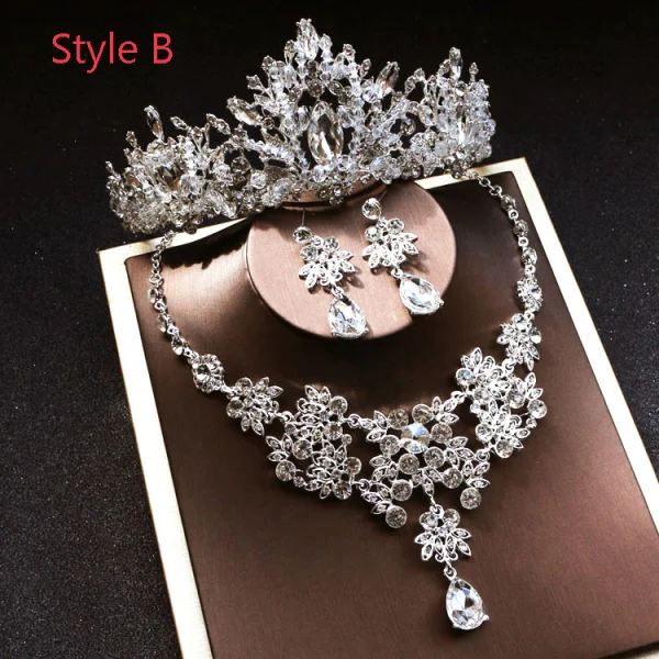 Chic / Beautiful Silver Bridal Jewelry 2019 Metal Earrings Necklace Tiara Crystal Rhinestone Wedding Accessories
