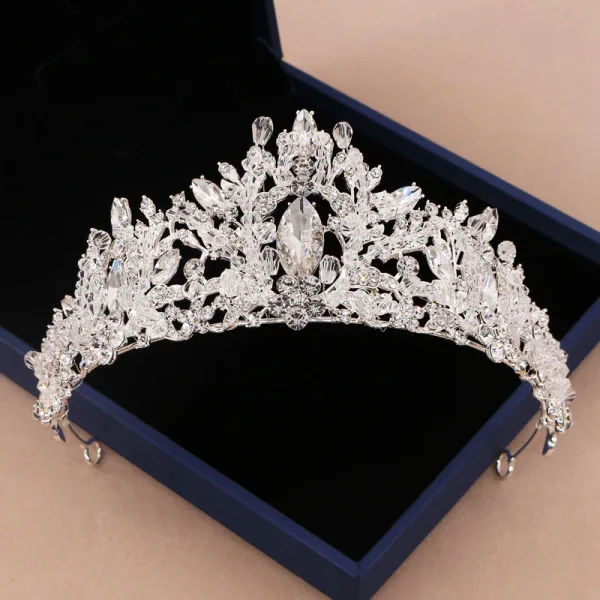 Chic / Beautiful Silver Bridal Jewelry 2019 Metal Earrings Necklace Tiara Crystal Rhinestone Wedding Accessories