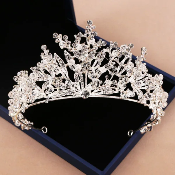 Chic / Beautiful Silver Bridal Jewelry 2019 Metal Earrings Necklace Tiara Crystal Rhinestone Wedding Accessories