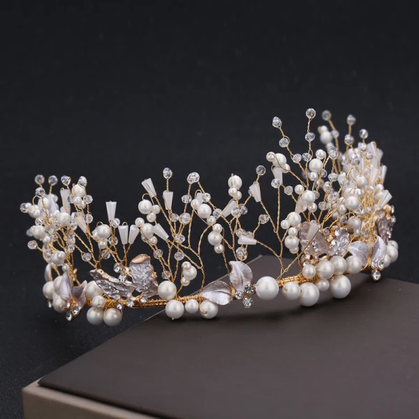 Chic / Belle Doré Bijoux Mariage 2019 Métal Tiare Boucles D'Oreilles Ivoire Perle Cristal Faux Diamant Perlage Mariage Accessorize
