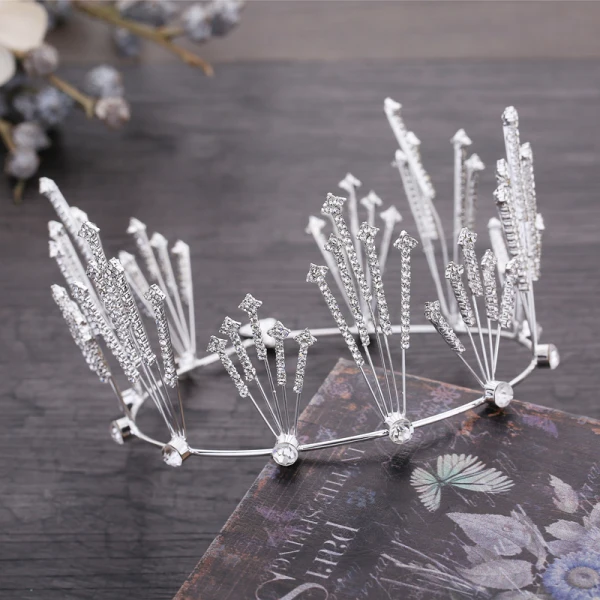 Modest / Simple Silver Bridal Jewelry 2019 Metal Rhinestone Tiara Tassel Earrings Wedding Accessories