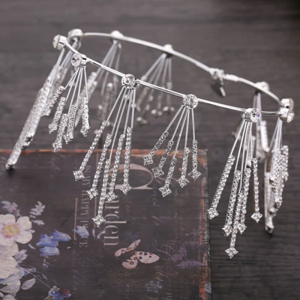 Modest / Simple Silver Bridal Jewelry 2019 Metal Rhinestone Tiara Tassel Earrings Wedding Accessories