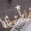 Chic / Beautiful Gold Star Bridal Jewelry 2019 Metal Pearl Crystal Tiara Tassel Earrings Wedding Accessories