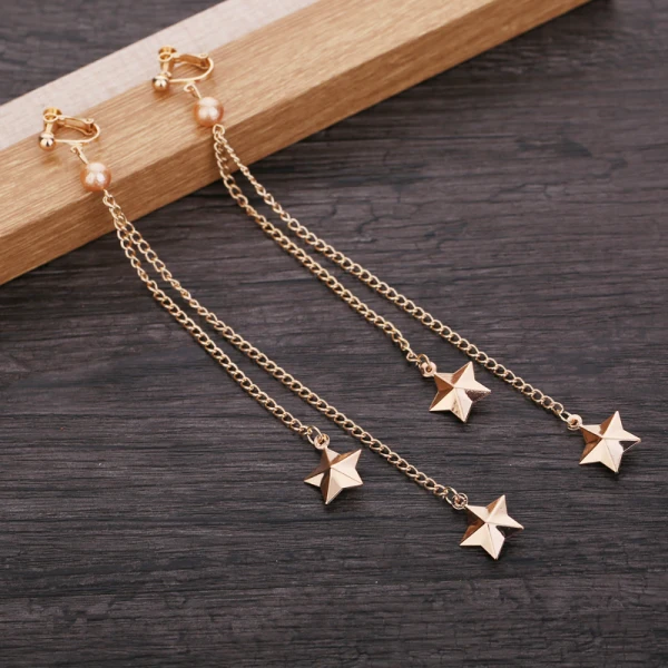 Chic / Beautiful Gold Star Bridal Jewelry 2019 Metal Pearl Crystal Tiara Tassel Earrings Wedding Accessories