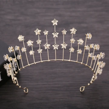 Chic Belle Doré Accessoire Cheveux Mariage 2019 Métal Étoile Cristal Tiare Mariage Accessorize