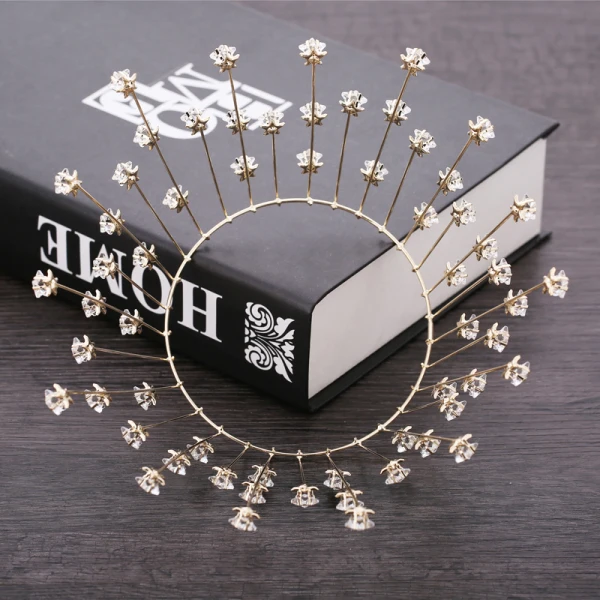 Modest / Simple Gold Bridal Hair Accessories 2019 Metal Star Crystal Tiara Wedding Accessories