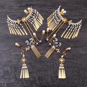 Chic Belle Doré Bijoux Mariage 2019 Métal Cristal Perle Perlage Accessoire Cheveux Boucles D 039 Oreilles Mariage Accessorize