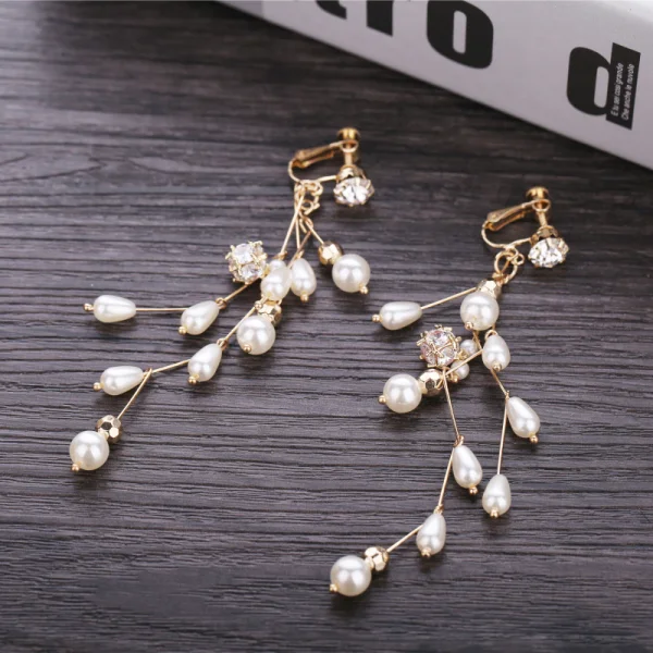 Elegante Goud Huwelijk Hoofdbanden Bruids Haaraccessoires 2019 Metaal Zirkonium Parel Haaraccessoires Oorbellen Accessoires