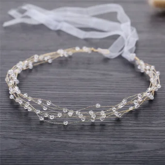 Elegant Gold Wedding Headbands Bridal Hair Accessories 2019 Metal Lace Up Crystal Headpieces