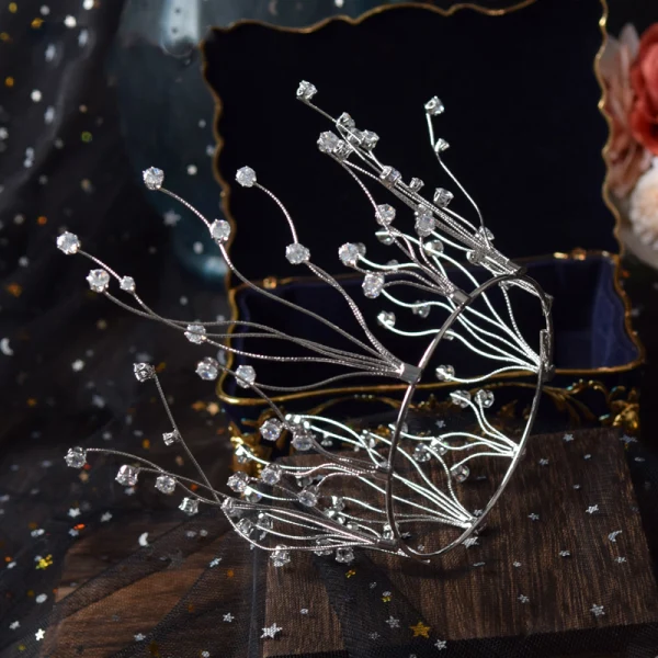 Charmig Silver Rhinestone Brud Huvudbonad 2019 Metall Tiara Bröllop Tillbehör