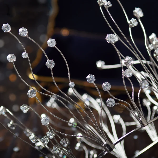 Charmig Silver Rhinestone Brud Huvudbonad 2019 Metall Tiara Bröllop Tillbehör